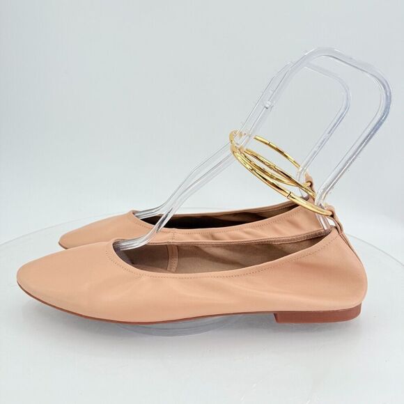 Jeffrey Campbell Tippy Ballet Flat Beige Gold Leather Pointed Toe Metal Ring 11 - Picture 7 of 15